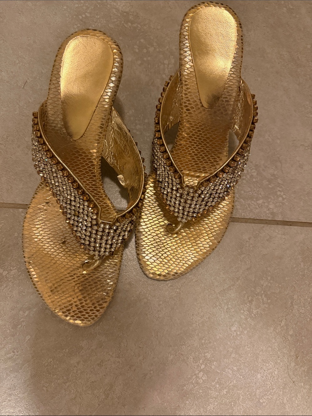 Gold Jeweled Women’s Thong Sandals
